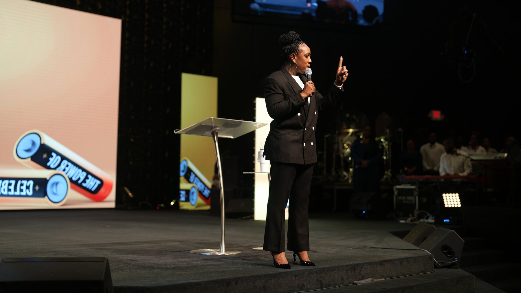 Dr. Irishea Hilliard preaching on stage